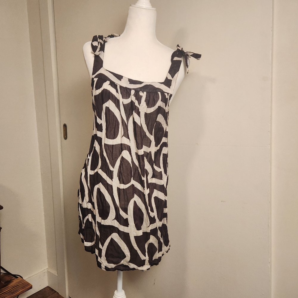 Y2k Forever 21 Black and White Mini Swing Dress Small S EUC